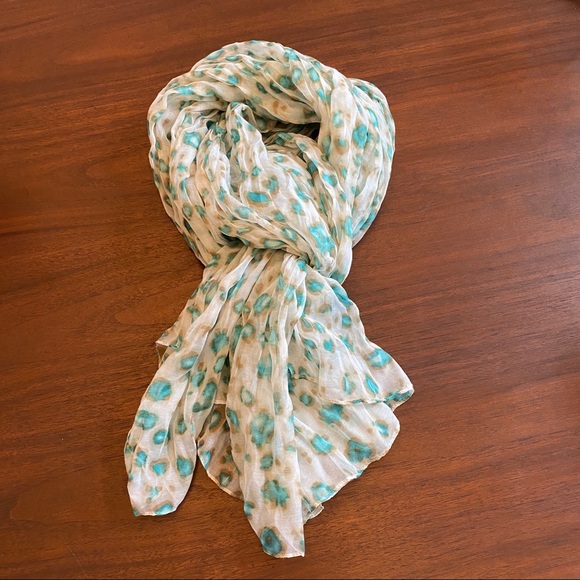 LOFT Accessories - Loft Turquoise & Tan Leopard Print Scarf NWT